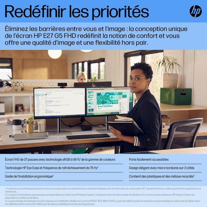 HP E27 G5 Monitor FHD para Oficina y Hogar, con Imágenes Nítidas, Confort Personalizado y Gran Flexibilidad 13