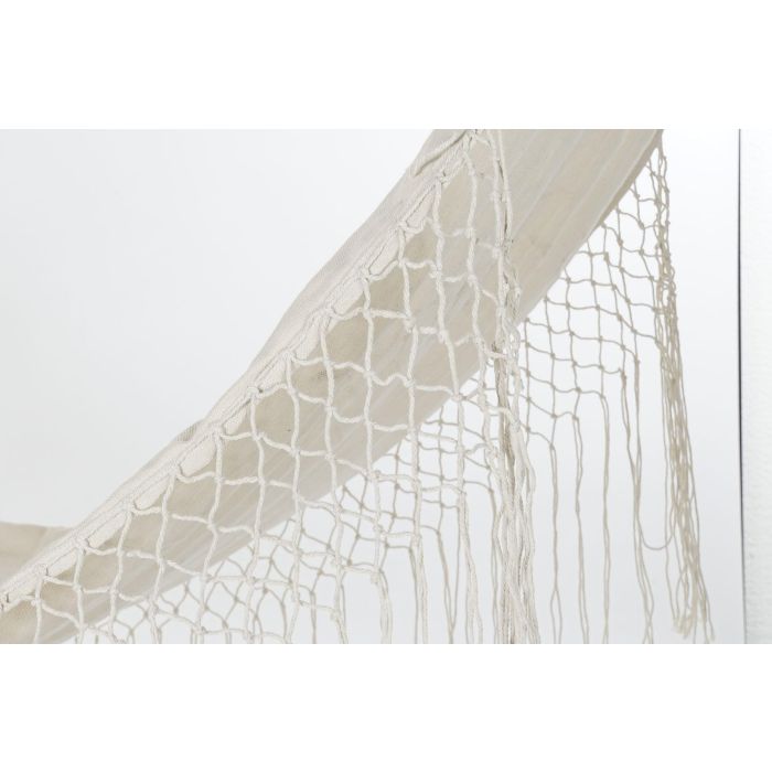 DKD Home Decor Hamaca Terraza Y Jardín Beige 100 x 0.5 x 200 cm Algodón y Poliéster con Flecos para Máximo 100kg 1