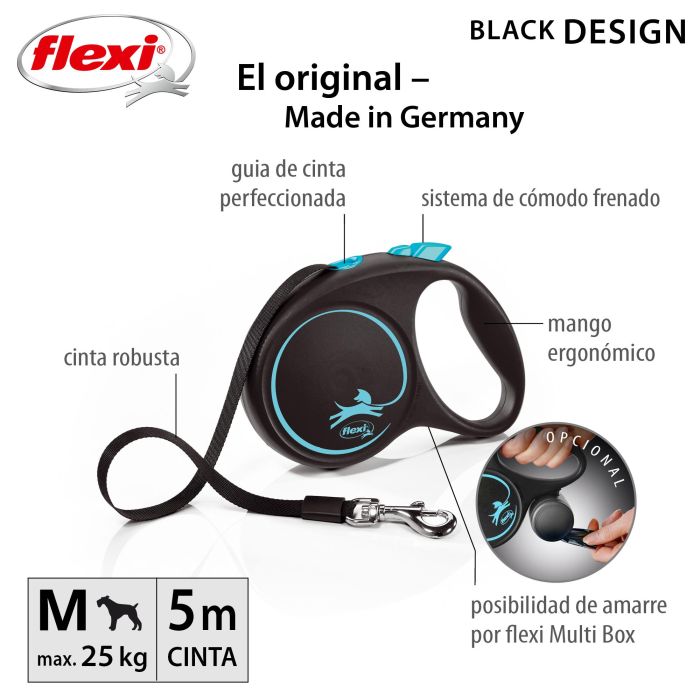 Correa Flexi Black Design M Cinta 5M Azul Correa Flexi Black Design M Cinta 5M Azul