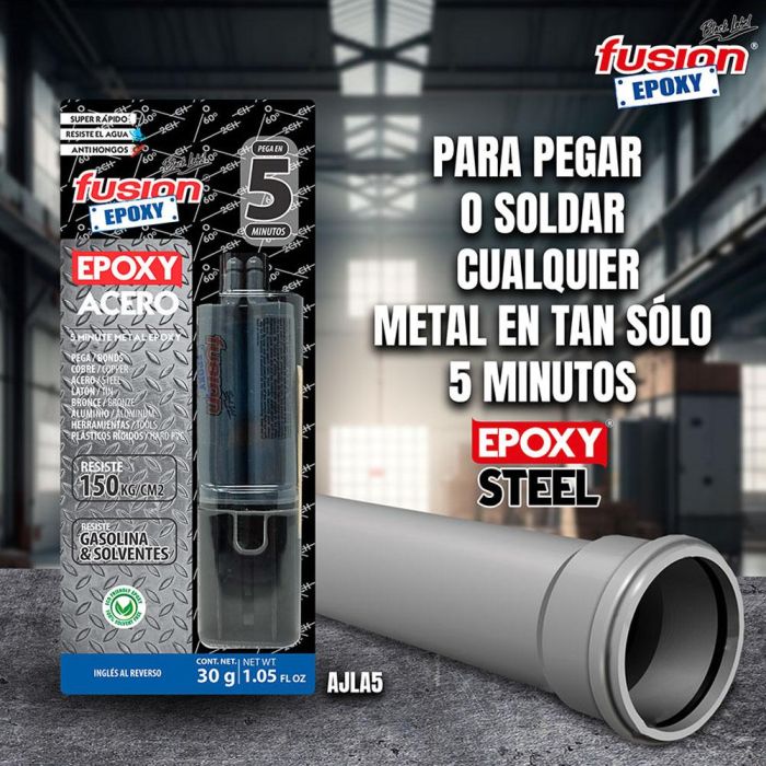 Epoxy acero liquido jeringa 5 min 30 gr ajla5 fusion epoxy black label 1