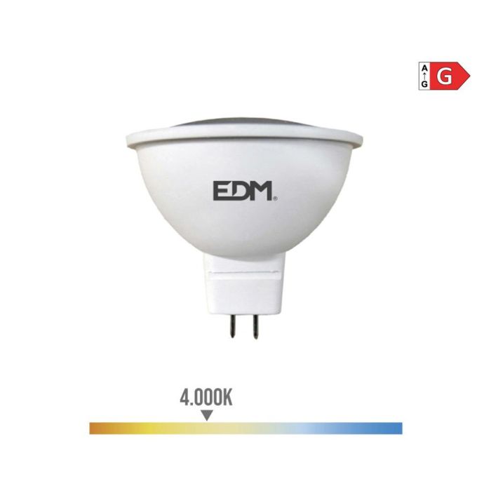 Edm Bombilla Dicroica LED MR16 (GU5.3) 5W (Eq. 38W) 450lm 4000K Luz Día 12V 120° No Regulable Ø5x5cm Clase G