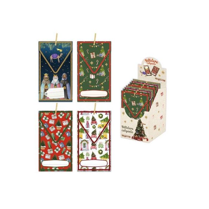 Billetero De Felicitacion Arguval Navidad Colgante Alargado 90X165 Surtido Expositor De 48 (4 Diseños)