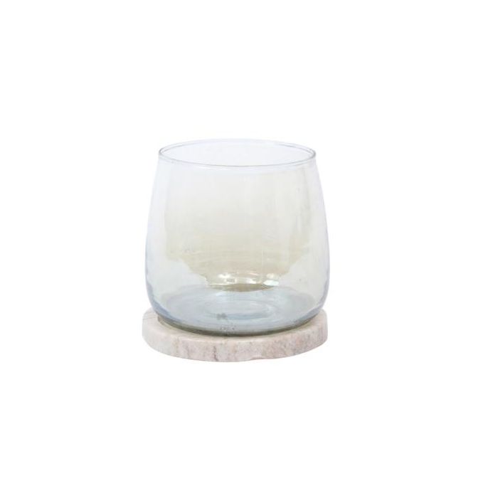 DKD Home Decor Portavelas Scandi de Mármol y Cristal Blanco 13x13x13 cm (4 Unidades)