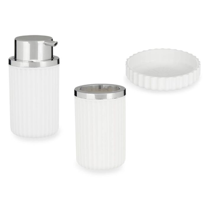 Set Baño 3 Piezas Blanco Berilo - Jabonero, Dispensador y Bote (12 Unidades) 1 Set Baño 3 Piezas Blanco Berilo - Jabonero, Dispensador y Bote (12 Unidades) 1