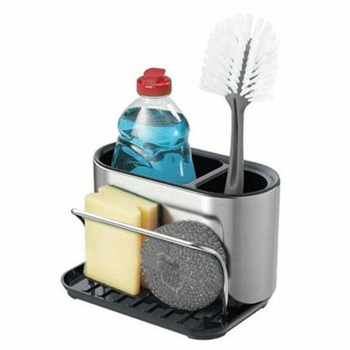 Organizador DKD Home Decor Plateado Negro 12.3 x 12 x 18 cm Organizador DKD Home Decor Plateado Negro 12.3 x 12 x 18 cm