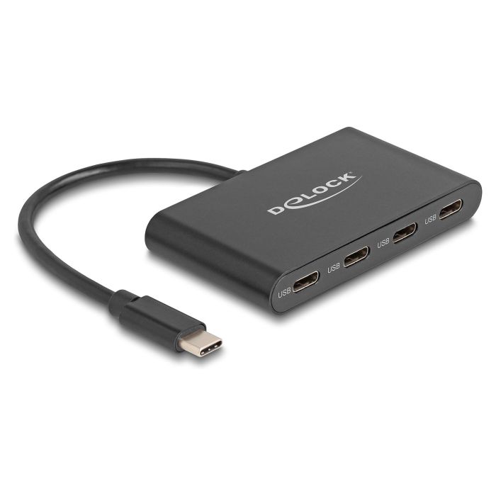 DeLOCK Hub USB 3.2 Gen 2 Tipo C con 4 Puertos USB-C, 10 Gbps, Velocidad 5 Gbit/s, Aluminio Negro, Conector USB-C, Plug and Play, Cable 0.15 m 0 DeLOCK Hub USB 3.2 Gen 2 Tipo C con 4 Puertos USB-C, 10 Gbps, Velocidad 5 Gbit/s, Aluminio Negro, Conector USB-C, Plug and Play, Cable 0.15 m 0