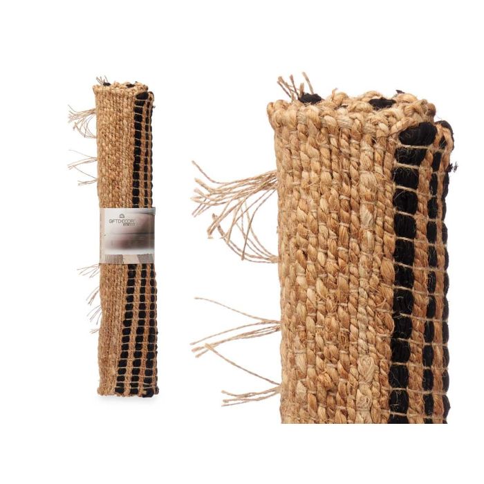 Alfombra Natural Negra Rayas 60 X 90 Cm Giftdecor (12 Unidades) 2 Alfombra Natural Negra Rayas 60 X 90 Cm Giftdecor (12 Unidades) 2