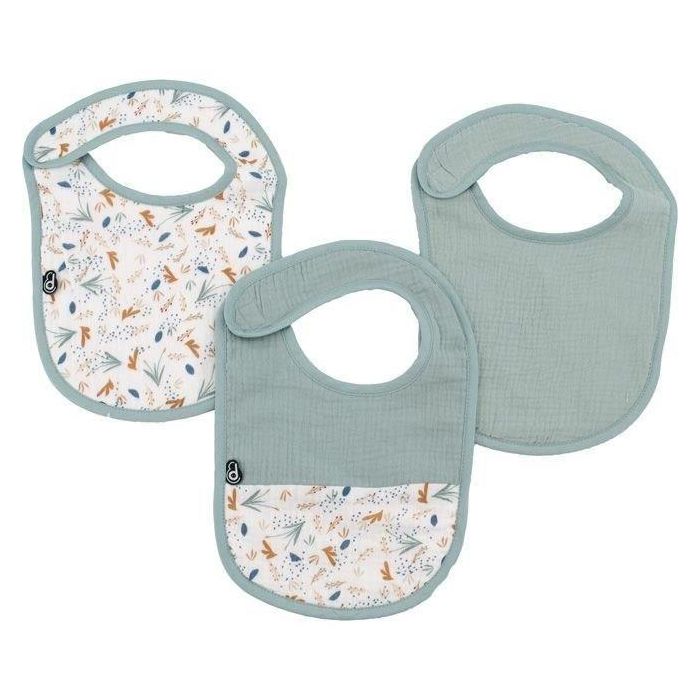 Pack de 3 baberos - DOMIVA - 0-6 meses - Gasa de algodón - Celadón Pack de 3 baberos - DOMIVA - 0-6 meses - Gasa de algodón - Celadón