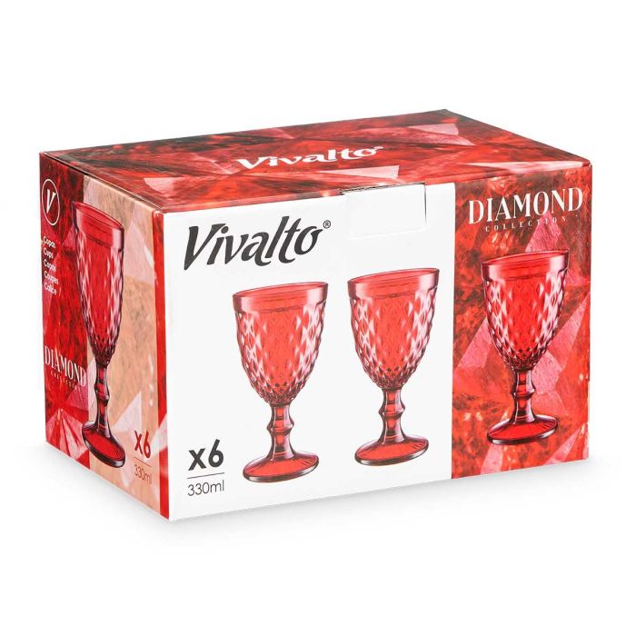 Copa Diamante Roja 330 Ml Vivalto 8x16x8cm (24 Unidades) 2 Copa Diamante Roja 330 Ml Vivalto 8x16x8cm (24 Unidades) 2