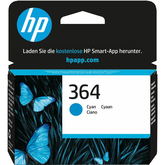 HP 364 CB318EE Cartucho de Tinta Original Cian – Rendimiento 300 Páginas para DeskJet 3522/3524, Photosmart 5522/5524/B210c