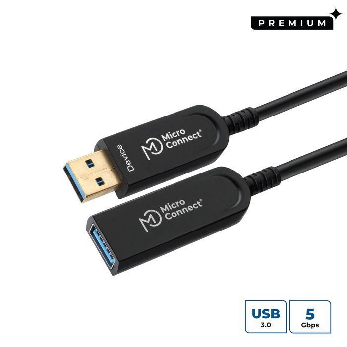 MicroConnect Cable de Extensión USB 3.2 Gen 1 de Fibra Óptica Premium Activo, 20m, 5 Gbit/s 0 MicroConnect Cable de Extensión USB 3.2 Gen 1 de Fibra Óptica Premium Activo, 20m, 5 Gbit/s 0