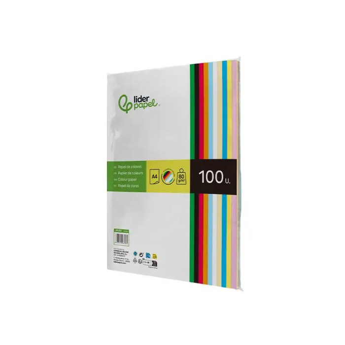 Liderpapel Papel Color A4 80gr Paquete 100 Hojas 10 Colores Surtidos 2 Liderpapel Papel Color A4 80gr Paquete 100 Hojas 10 Colores Surtidos 2