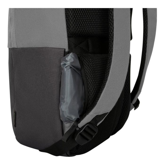 Targus Sagano Travel Mochila para Portátil 15.6 Pulgadas (39.6 cm) con Compartimento Seguro, Impermeable, Hecha de Material Reciclado RPET, 2 Bolsillos Frontales, Color Gris