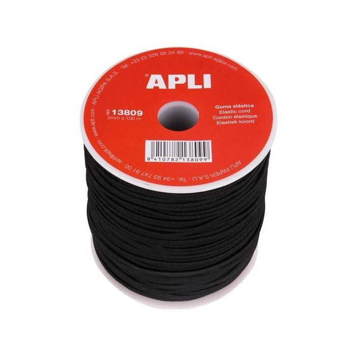 Apli Bobina De Cuerda Elástica Redonda 2 mmx100 Negro