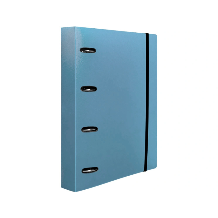 Liderpapel Carpeta con Recambio A4 Cuadro 5mm 100 Hojas 80g Polipropileno 4 Anillas 40mm Celeste Opaco 1