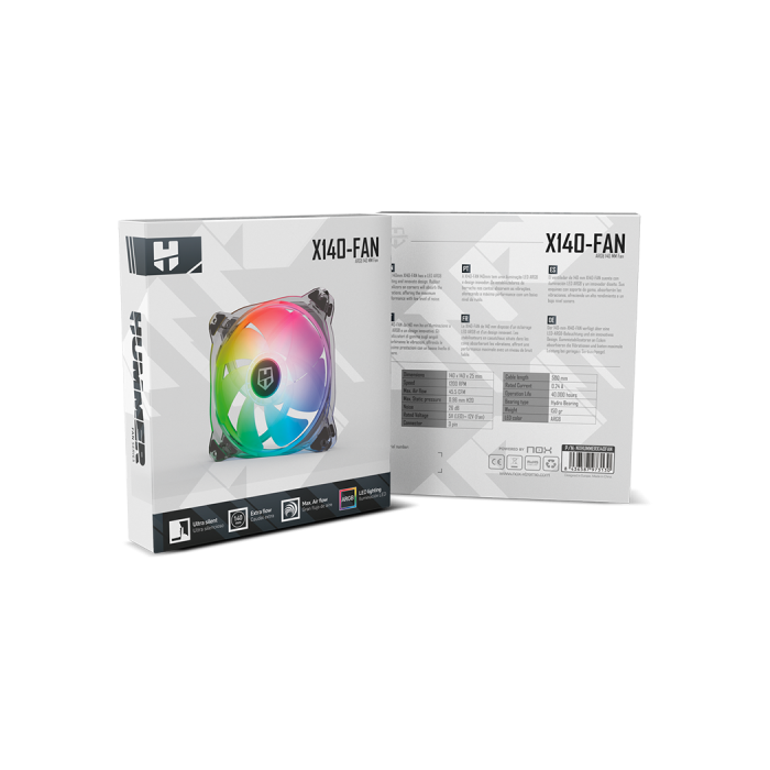 NOX Hummer X140-FAN Ventilador 14 cm ARGB Translúcido 1 pieza(s) 5