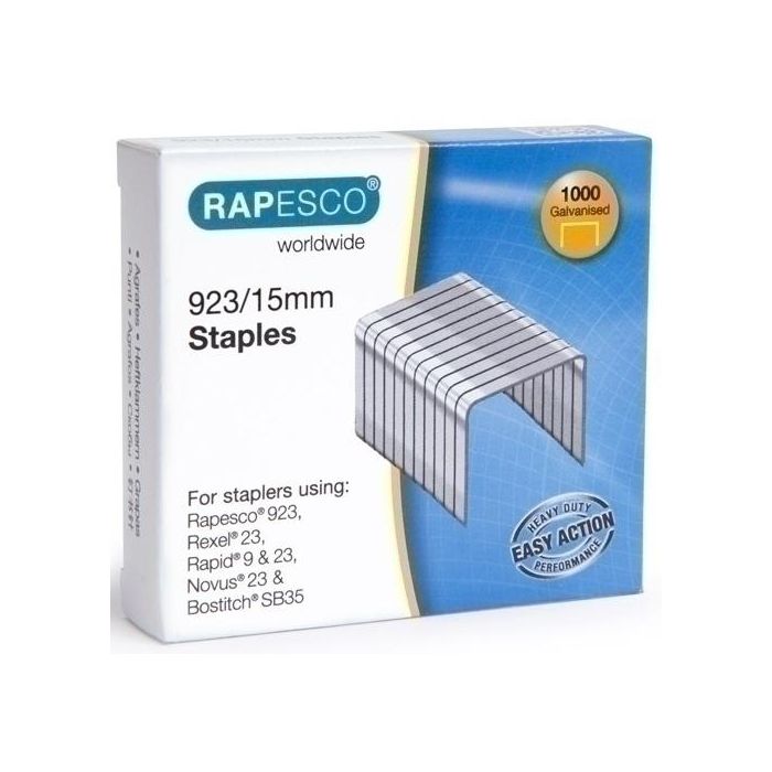 Grapas Rapesco Gran Capacidad 923/15 Mm. Galvanizadas Caja De 1000