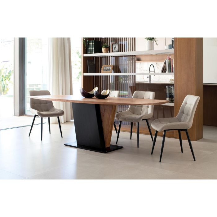 Giner Y Colomer Mesa Comedor Acacia Madera Maciza 240x100x76 cm Negro Natural 5