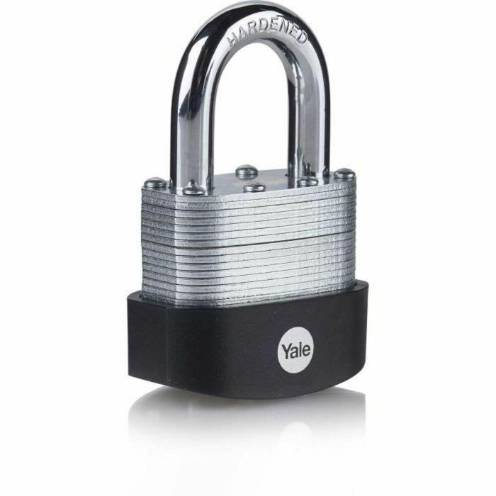 Yale Candado Exterior de Acero Laminado 50mm, Grillete de Acero Templado, Alta Seguridad, Doble Bloqueo, Antiapalancamiento