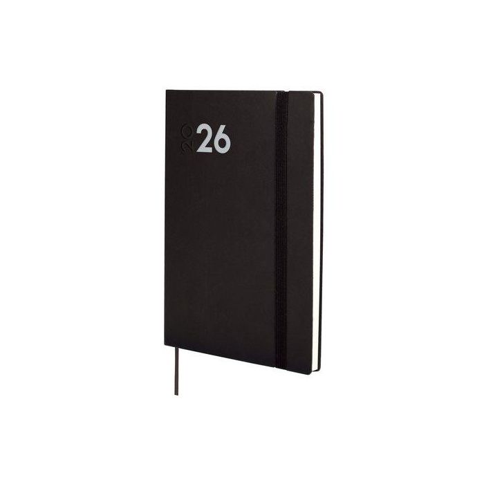 Agenda Anual (2026) Finocam Dynamic Mara Cosida Tapa Flexible Con Goma Y10 140X204 S/V Negro