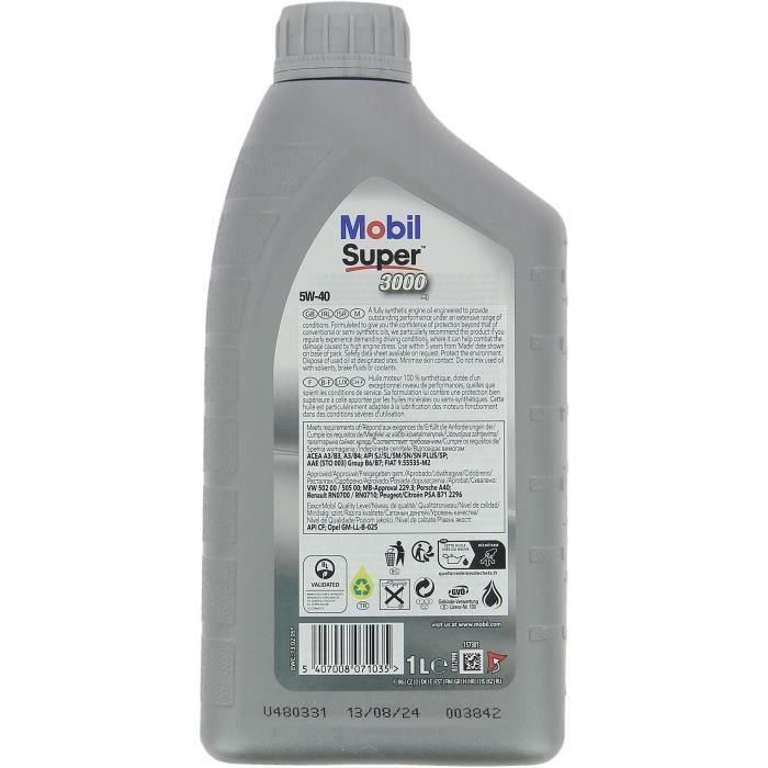 Bidón de aceite de motor - MOBIL - S3000 5W40 - 1 L - 4 estaciones 1 Bidón de aceite de motor - MOBIL - S3000 5W40 - 1 L - 4 estaciones 1