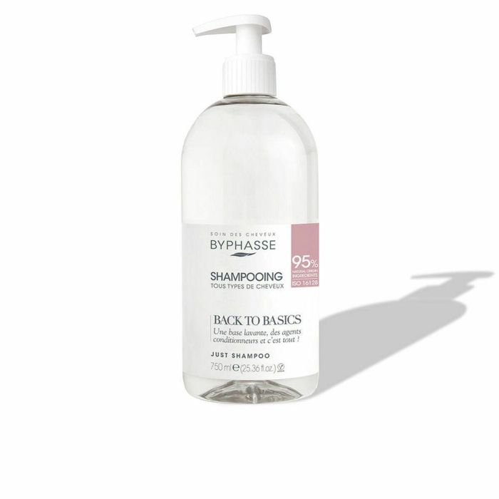 Byphasse BACK TO BASICS Champú Purificante para Todo Tipo de Cabello y Cuero Cabelludo, 95% Ingredientes Naturales, Uso Diario, 750 ml