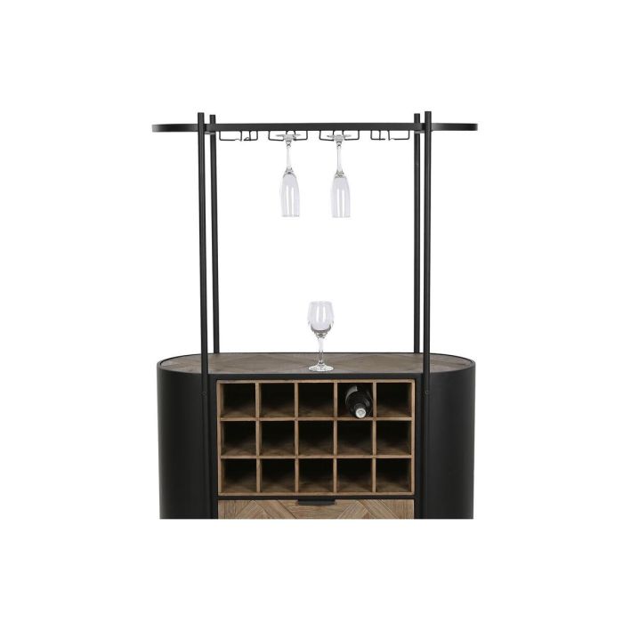 Botellero Home ESPRIT Negro Natural Metal Abeto 90 x 36 x 150 cm 2