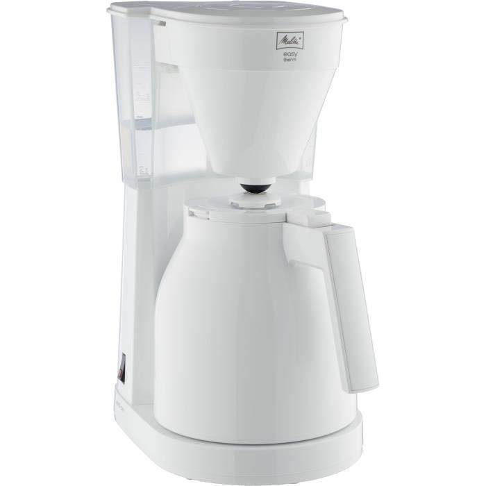 Melitta 1023-05 Cafetera con Termo Olla de 1 mano, Tanque de agua transparente, Filtro pivotante extraíble, Blanco