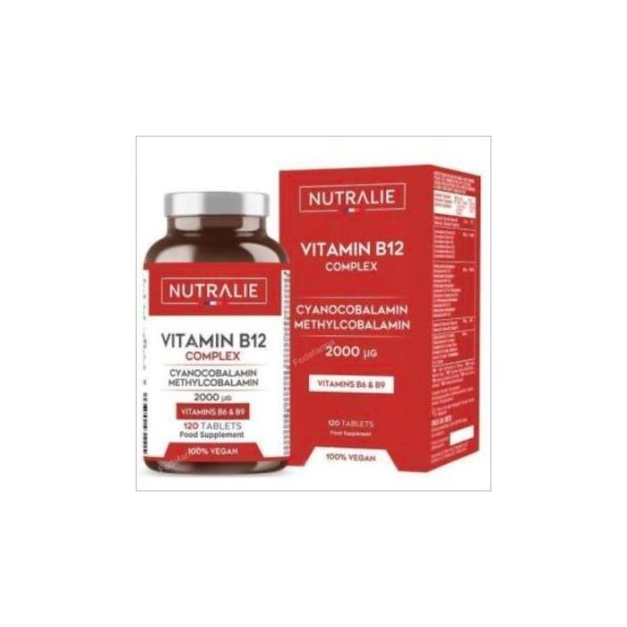 NUTRALIE Vitamina B12 Complex 120 Cápsulas - Metilcobalamina y Cianocobalamina, Ácido Fólico, B6, Colina - Sistema Nervioso e Inmunitario