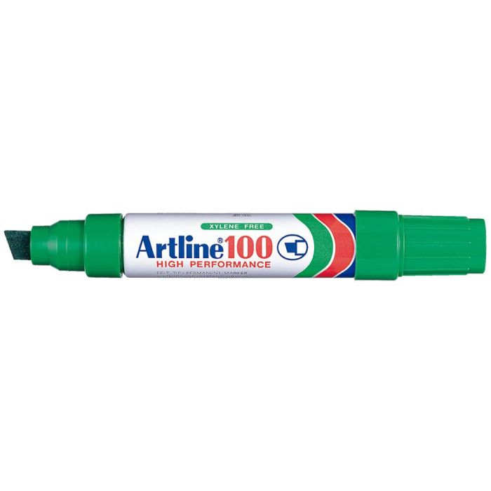 Rotulador Artline Marcador Permanente 100 Verde Punta Biselada 6 unidades 1