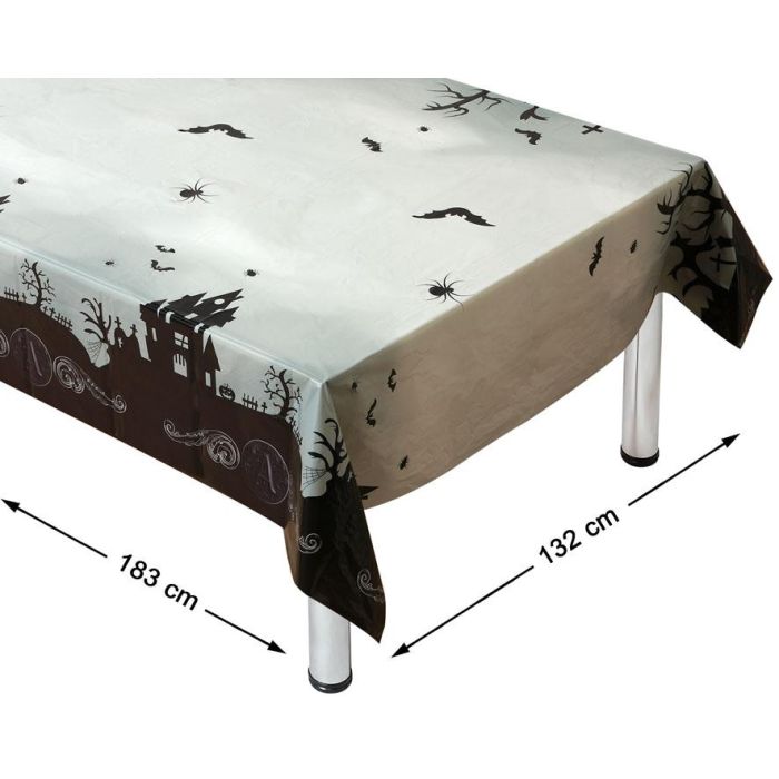 Mantel Rectangular 183x132 cm Casa Encantada y Murciélagos para Halloween, Decoración de Terror 0 Mantel Rectangular 183x132 cm Casa Encantada y Murciélagos para Halloween, Decoración de Terror 0