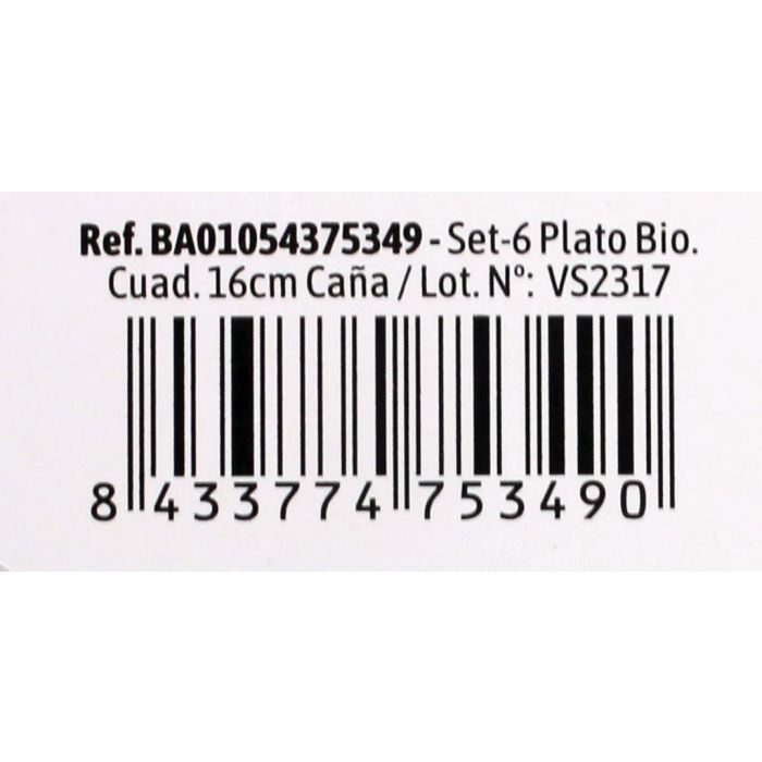 Set de 6 Platos Biodegradables Cuadrados 16 cm Algon (24 Cajas) 6