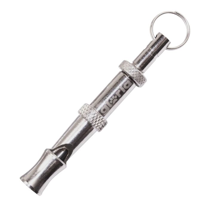 Gloria Level2 Silbato de Adiestramiento para Perros 55mm, Metal Cromado Duradero, Frecuencias Modulables Inaudibles para Humanos