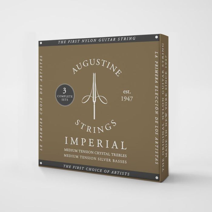 Augustine Imperial Pack 3 Juegos Cuerdas Guitarra Clásica Nylon Transparente Tensión Normal