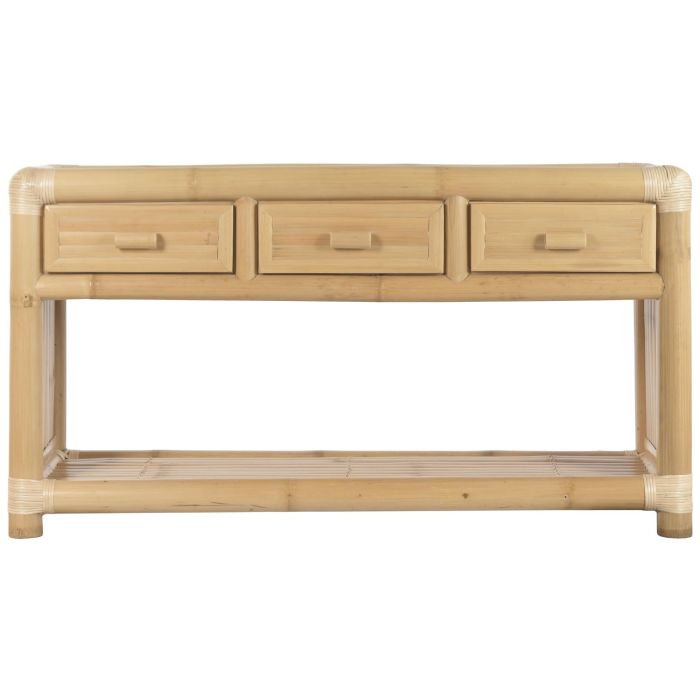 DKD Home Decor Consola Tropical Bambú y Ratán Natural 52 x 75 x 140 cm 3 Cajones 3