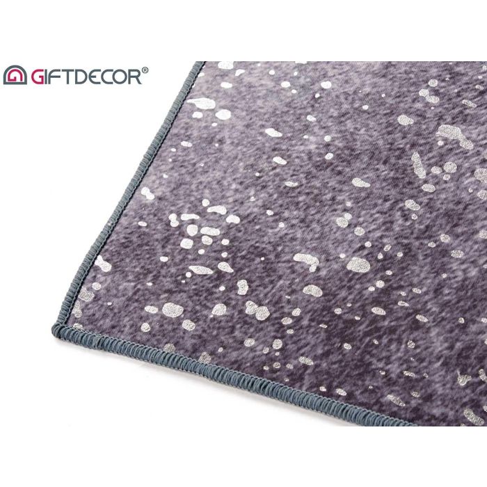 Giftdecor Alfombra Gris 100x150 cm con Manchas Plateadas 100% Poliéster (Set de 9) 4