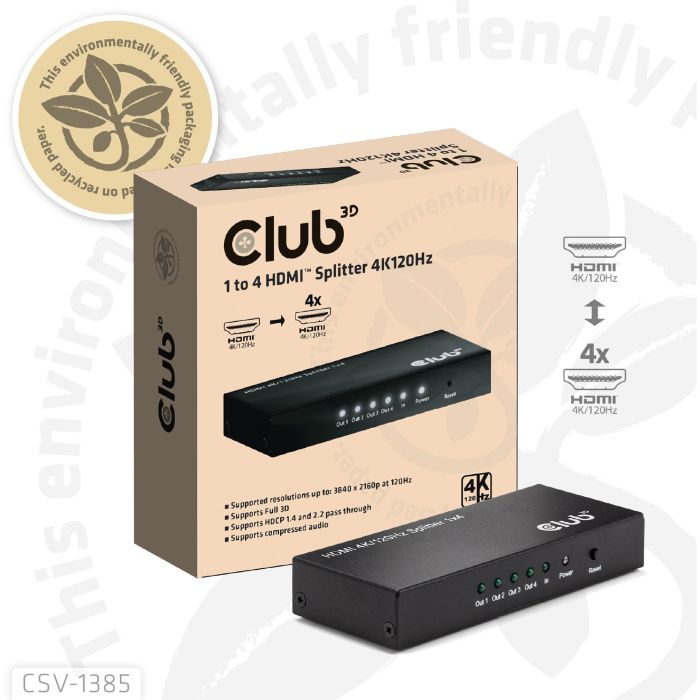Club3D HDMI Splitter 1 Entrada -> 4 Salidas 4K120Hz UHD 7