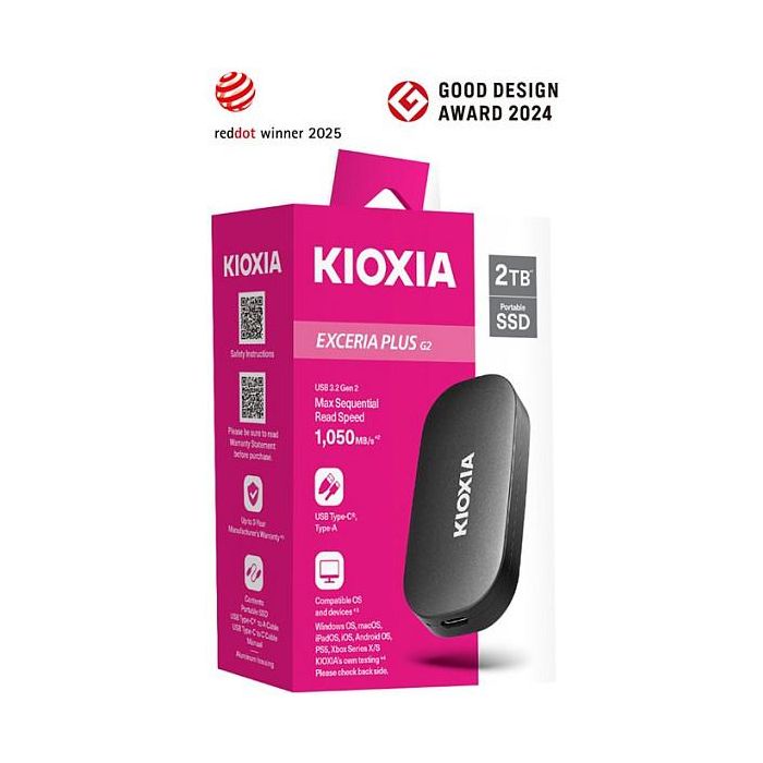 Kioxia SSD Portátil EXCERIA Plus G2 2 TB USB 3.2 Gen 2 / USB 3.2 Gen 1 / USB 2.0 SSD Externo 2