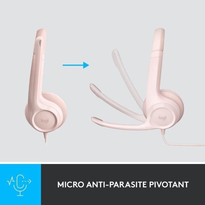 Logitech H390 Headset on-ear con cable USB-A para Oficina/Centro de llamadas Rosa 2