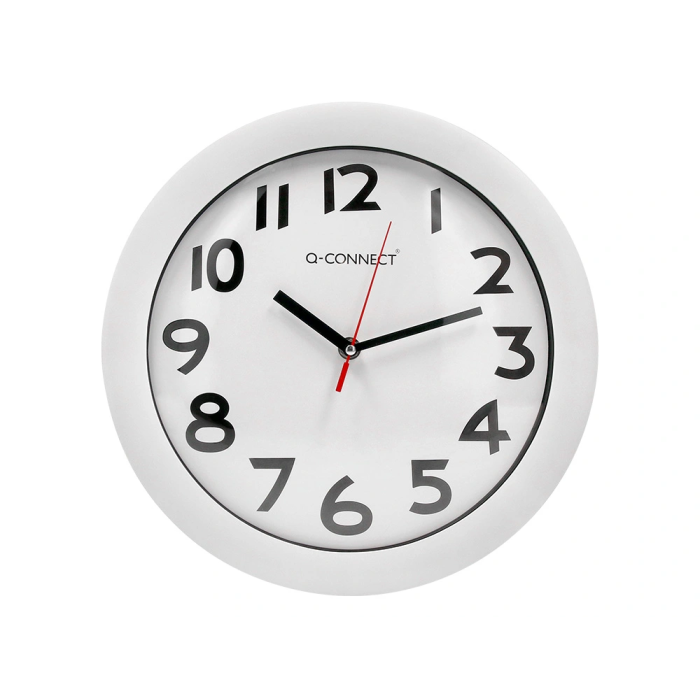 Q-connect Reloj de Pared Redondo Plástico Oficina 30 cm Marco Blanco 1