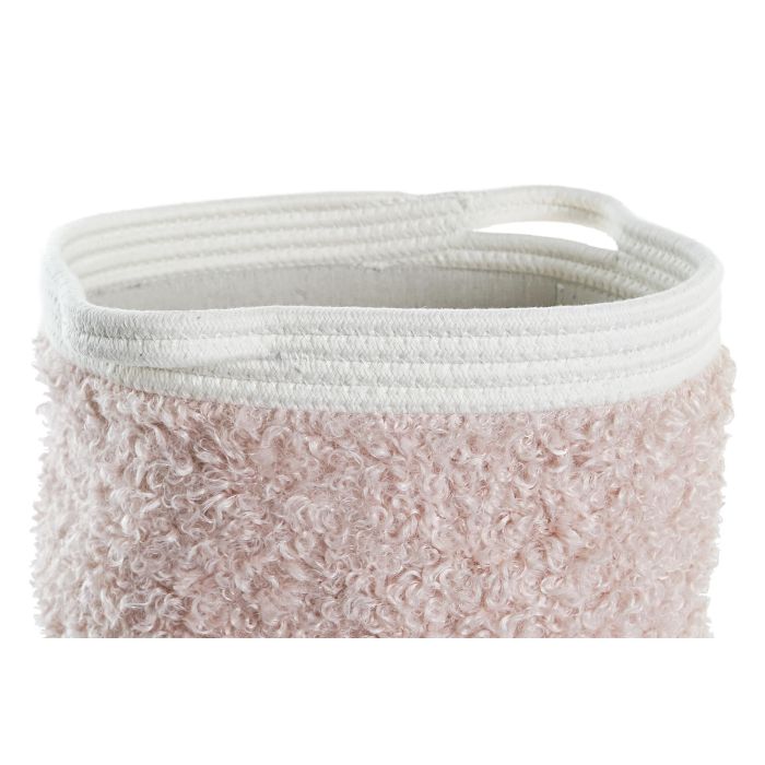 DKD Home Decor Cesto de Almacenaje Decorativo Infantil Algodón Set de 3, Rosa Palo Gris Oscuro Beige, 34x34x27 cm 2
