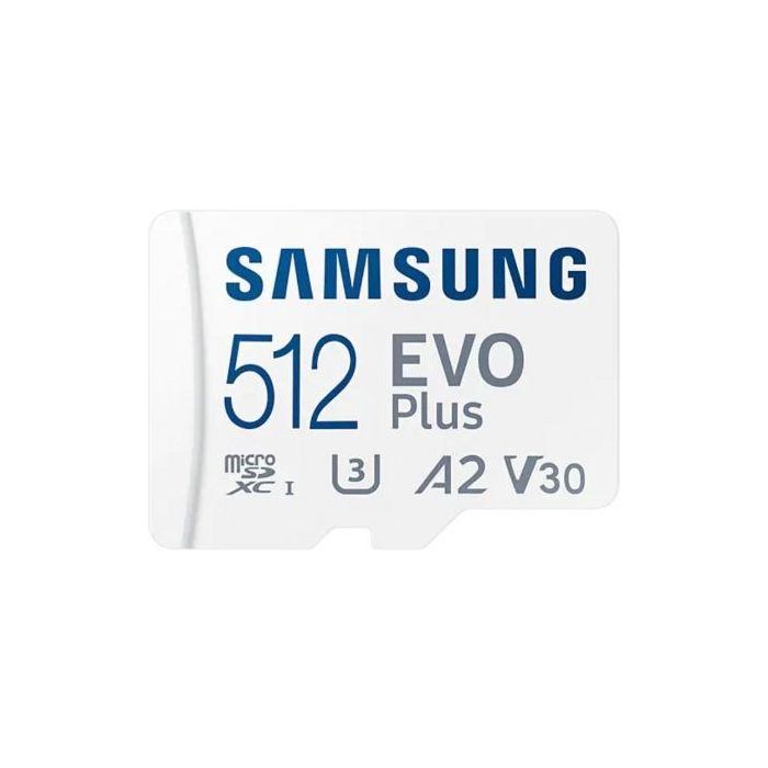 Samsung Tarjeta microSDXC EVO Plus 2023 512GB con Adaptador SD Clase 10 U3 V30 A2 Lectura 160MBs MB-MC512SA/EU 1 Samsung Tarjeta microSDXC EVO Plus 2023 512GB con Adaptador SD Clase 10 U3 V30 A2 Lectura 160MBs MB-MC512SA/EU 1