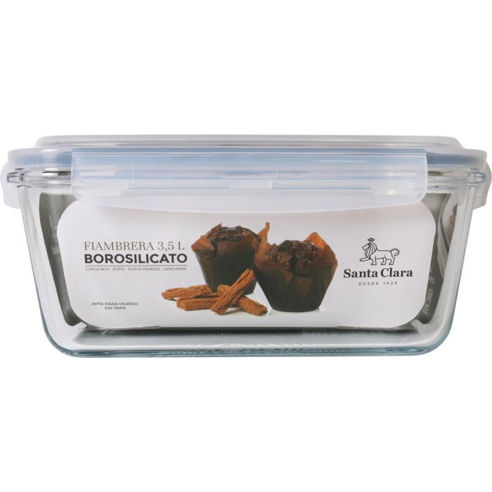 Santa Clara Fiambrera Rectangular con Tapa Hermética 26 x 22 cm (3 Unidades) 1