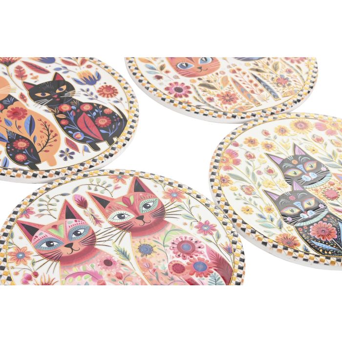 DKD Home Decor Salvamantel Shabby Multicolor Blanco 20 x 0.7 x 20 cm (12 Unidades)