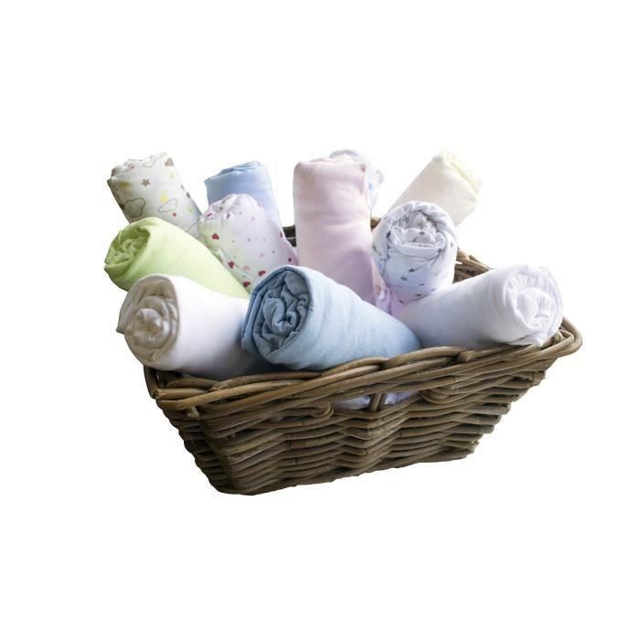 DOUX NID Juego de 2 sábanas ajustables Blanco / cielo 60x120 cm 1 DOUX NID Juego de 2 sábanas ajustables Blanco / cielo 60x120 cm 1
