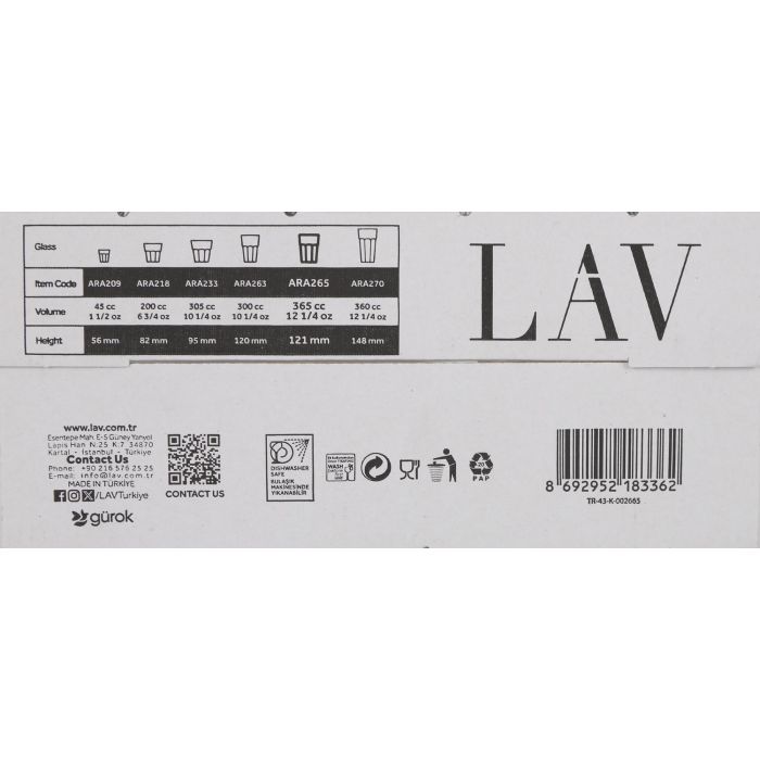 Set de 4 Vasos Aras 365 cc - Lav (12 Cajas) 6 Set de 4 Vasos Aras 365 cc - Lav (12 Cajas) 6