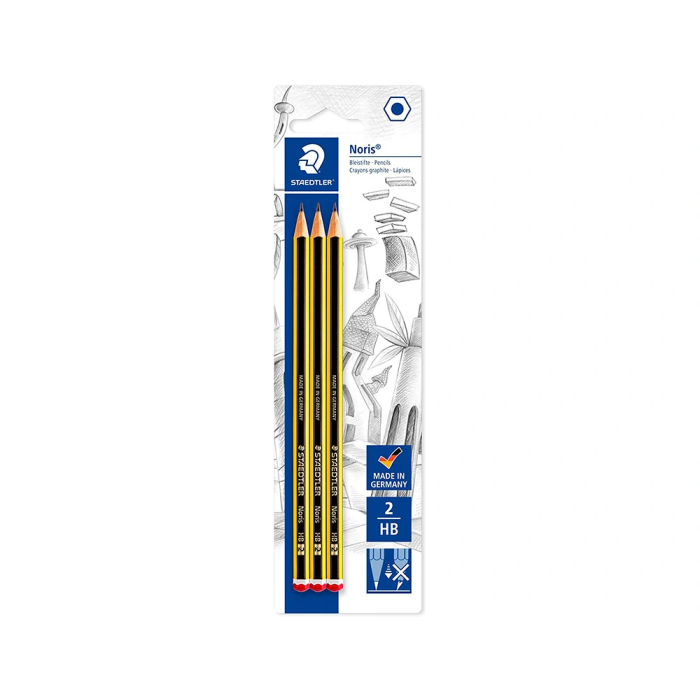 Staedtler Lápices de Grafito Noris N.2 HB Blister de 3 Unidades 6