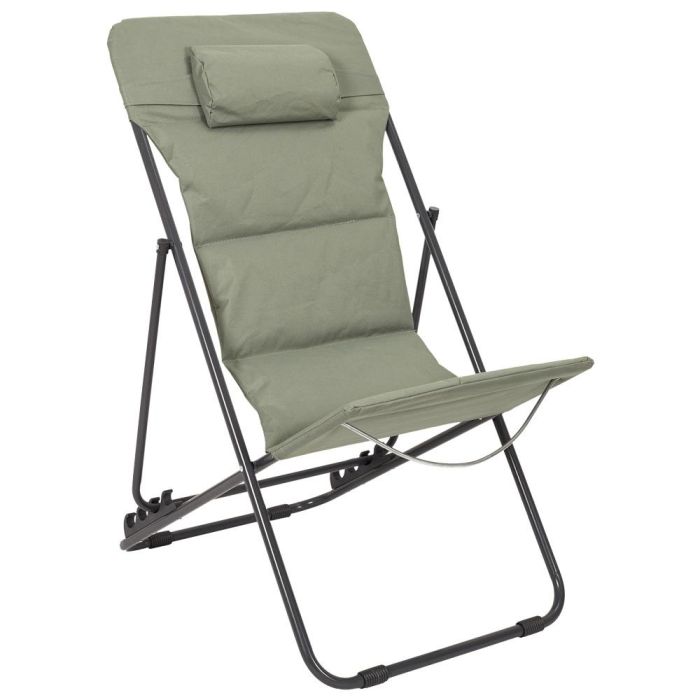 Home Deco Factory Tumbona Plegable Verde Caqui 55x81 cm h.84,5-89-94 cm