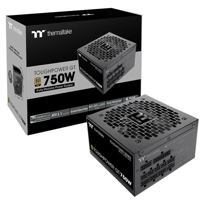 Thermaltake Toughpower Gt Fuente de Alimentación 750W para PC/Servidor ATX 24-pin con Certificación 80 PLUS Gold y Ventilador Activo 12cm Negro 5
