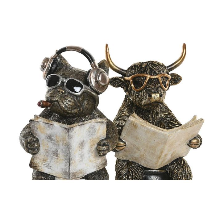 DKD Home Decor Set de 2 Figuras Decorativas Modernas Surtidas de Resina Bicolor Dorado y Plateado 11x14.5x20.5 cm para Salón 2